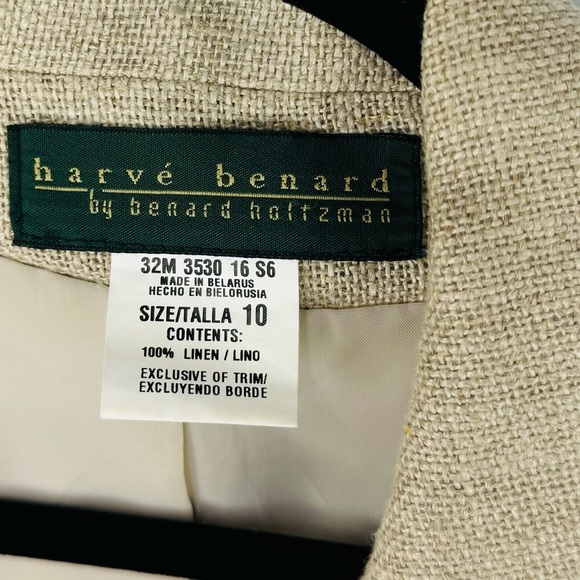 Harvey Bernard 100% Khaki Linen Two Piece Strapless Dress & Linen Fringe Jacket - Picture 4 of 12